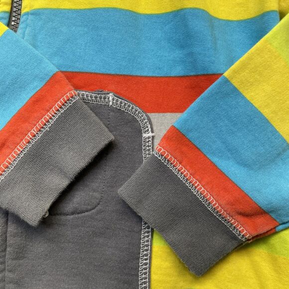 Crocs Full Zip Sweater Boys 10 Yellow Striped Blue Green Hoodie Sweatshirt - Picture 3 of 16